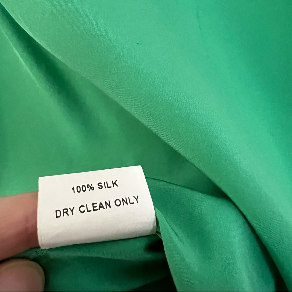 Britt Ryan Emerald Green Silk Blouse with Ruffle Sleeves | S - Picture 5 of 9